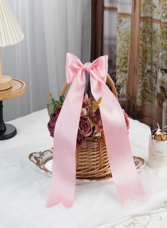 DINDOSAL Pink Christmas Ribbon 3 Inch Double Face Satin Ribbon Thick Pink Silk Ribbon for Baby Shower, Chair Sash, Gift Wrapping, Party Favor, Flower Arrangement, Craft Supplies, Bows - 10Yards - Image 3